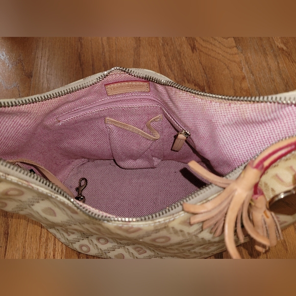 Dooney & Bourke Coated Canvas Signature Logo Charm Bucket Bag, Ivory - Picture 7 of 12